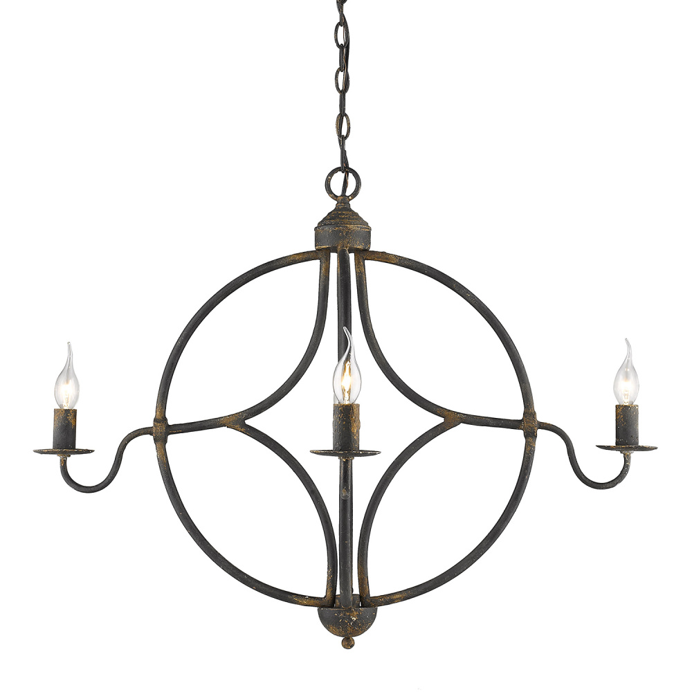 Wry Lighting Caspian 4-light Chandelier in Antique Black Iron